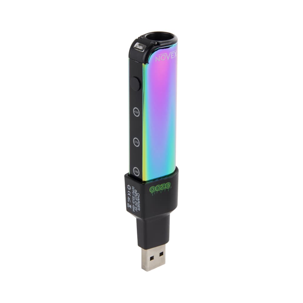 The rainbow Ooze Novex has the magnetic charger attached to the base
