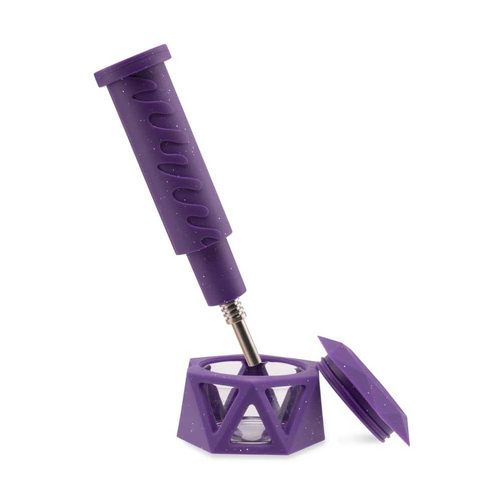Ooze Hyborg Silicone Glass 4-In-1 Hybrid Water Pipe And Nectar Collector - Shimmer Purple