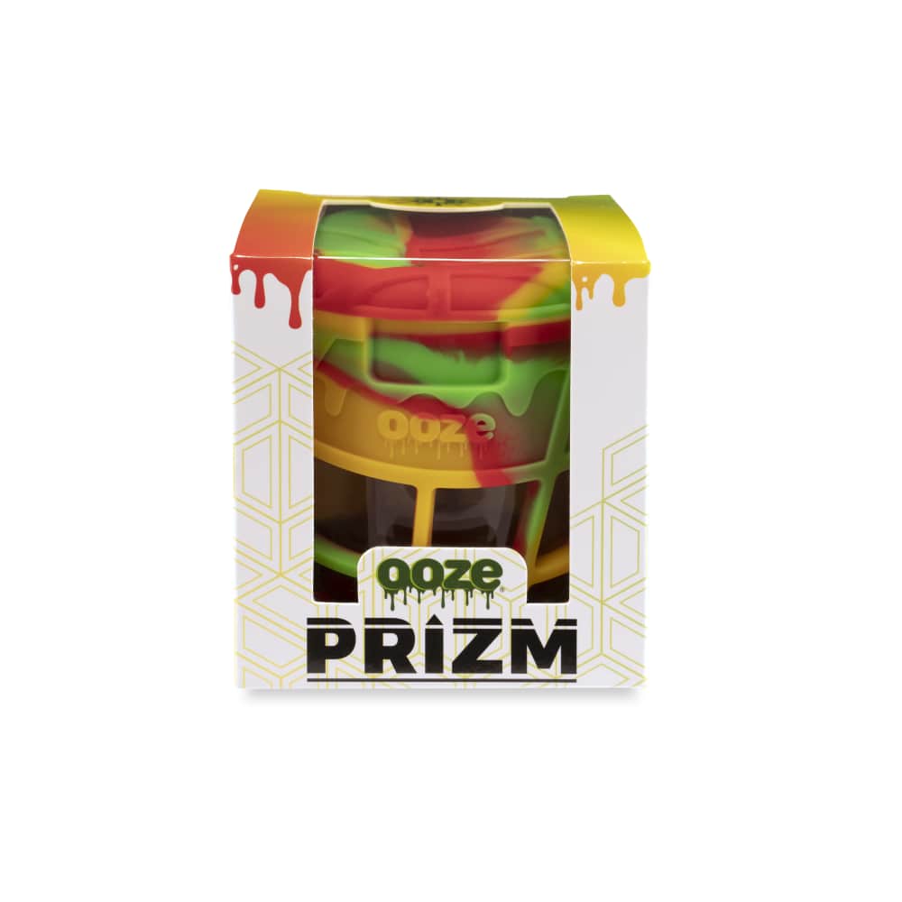Ooze Prizm Rasta Silicone-Wrapped Glass Stash Jar