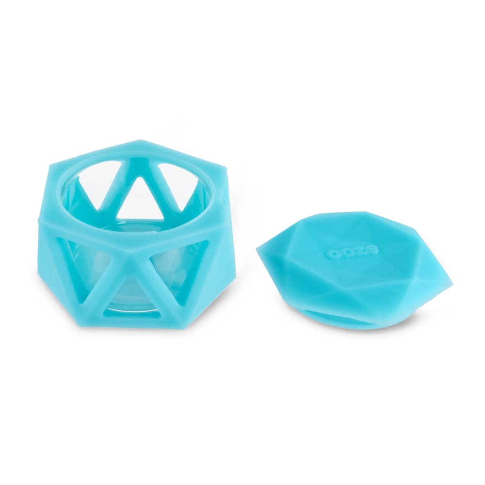 Geode Silicone & Glass Container - Aqua Teal