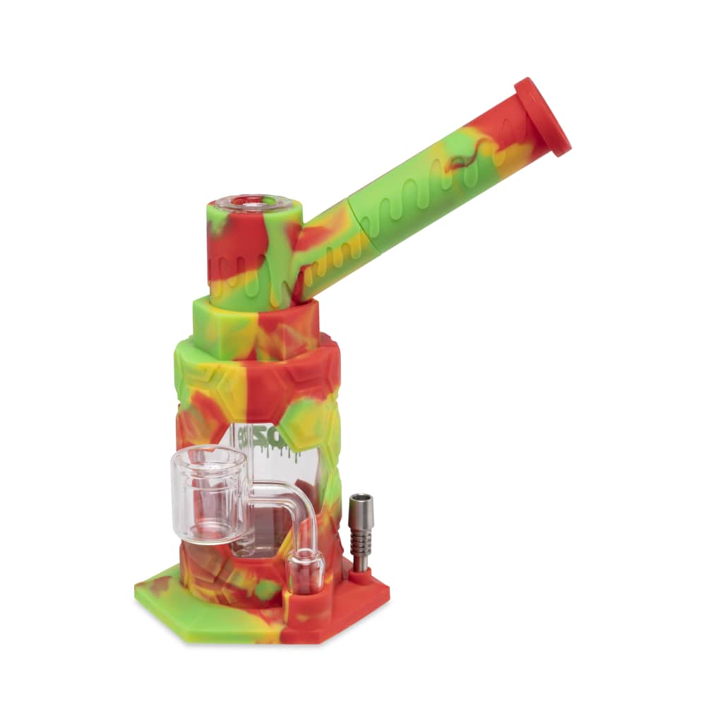 Ooze Mojo Silicone Water Pipe & Nectar Collector - Rasta