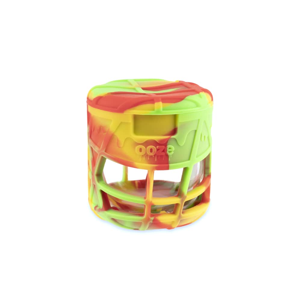 Ooze Prizm Rasta Silicone-Wrapped Glass Stash Jar