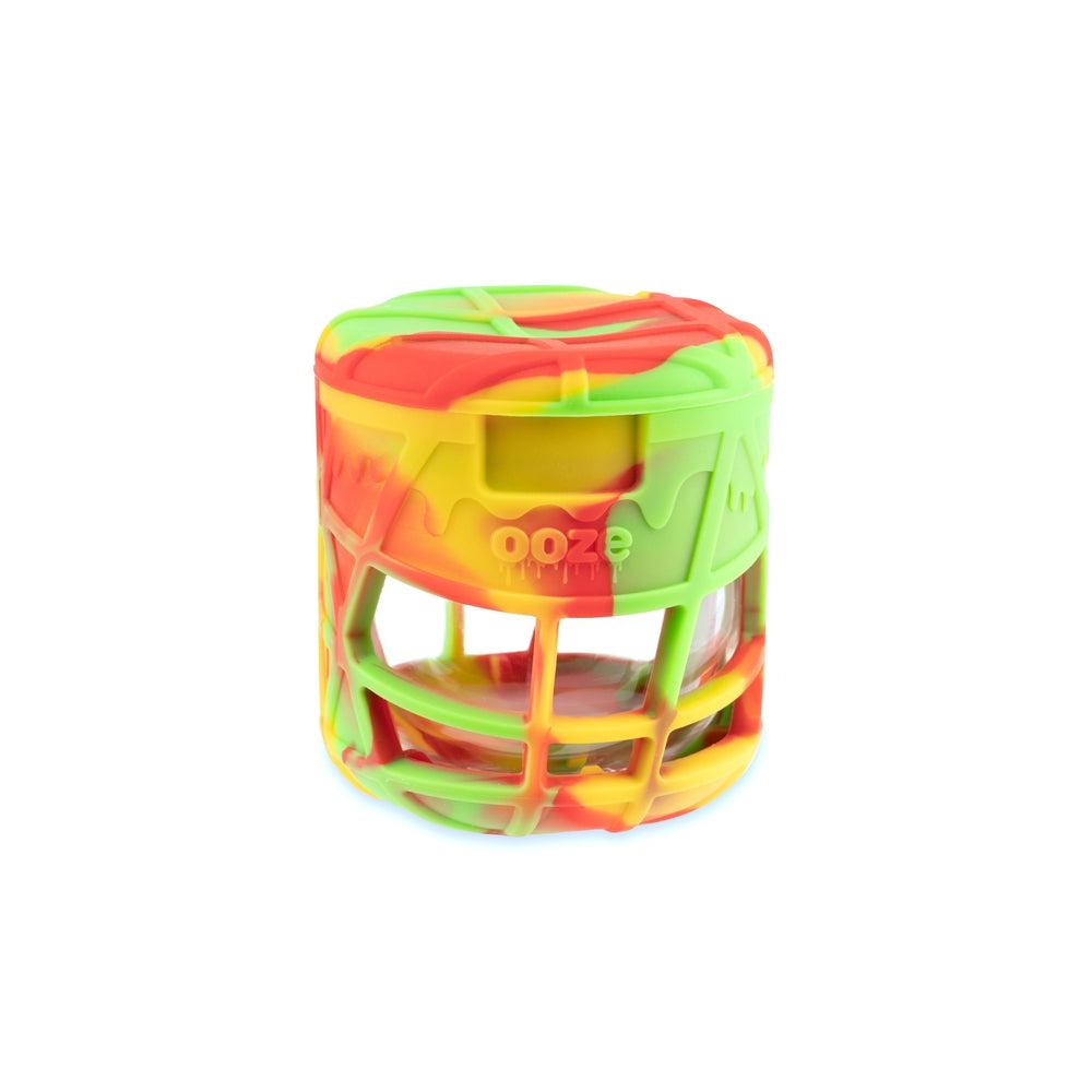 Ooze Prizm Rasta Silicone-Wrapped Glass Stash Jar