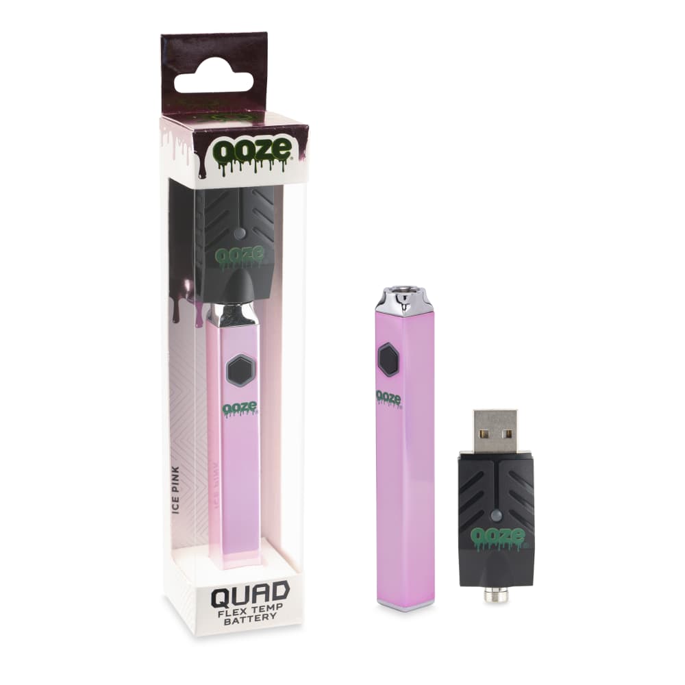 Ooze Ice Pink Quad 510 Thead 500 Mah Square Vape Pen Battery + Usb Charger