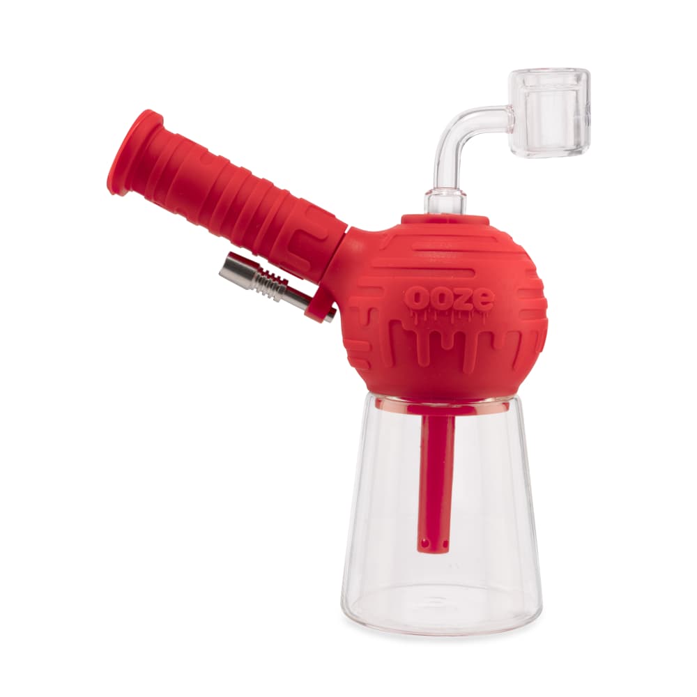 Ooze Blaster Silicone Glass 4-In-1 Hybrid Water Pipe And Nectar Collector - Scarlet Black