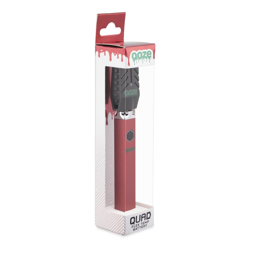 Diagonal view of Quad Red Square Vape inside box