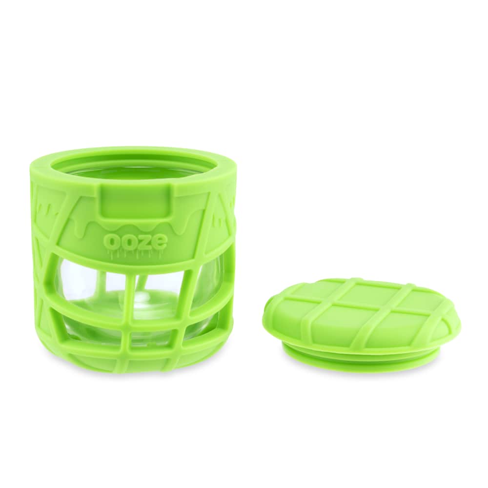 Ooze Prizm Green Silicone-Wrapped Glass Stash Jar