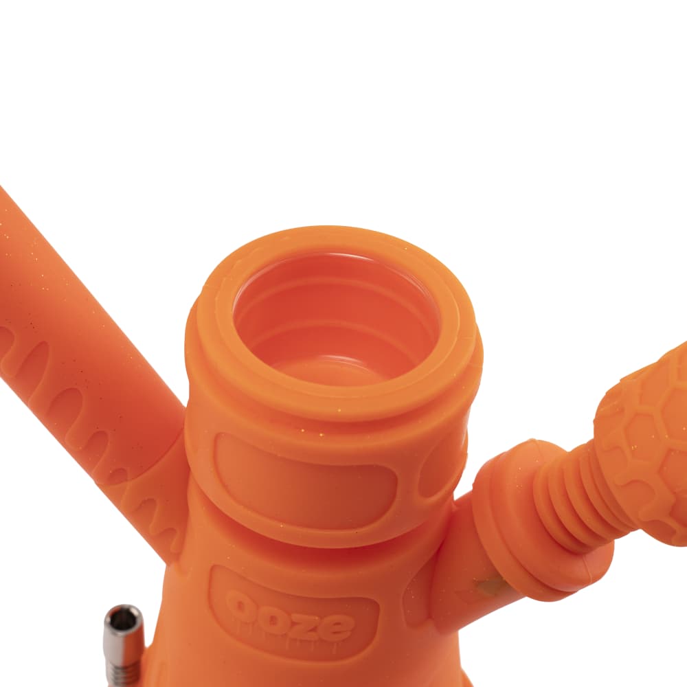 Ooze Hyborg Silicone Glass 4-In-1 Hybrid Water Pipe And Nectar Collector - Orange Burst