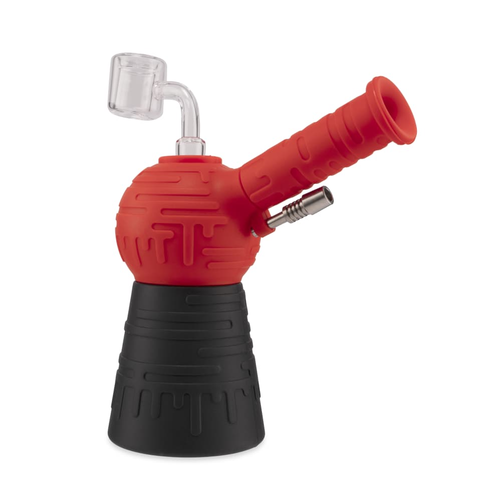 Ooze Blaster Silicone Glass 4-In-1 Hybrid Water Pipe And Nectar Collector - Scarlet Black
