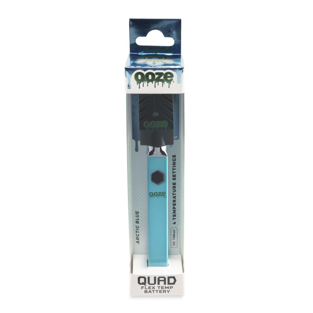 Ooze Arctic Blue Quad 510 Thead 500 Mah Square Vape Pen Battery + Usb Charger