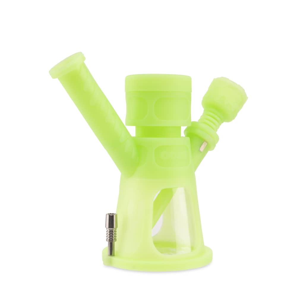 Ooze Hyborg Silicone Glass 4-In-1 Hybrid Water Pipe And Nectar Collector - Green Glow