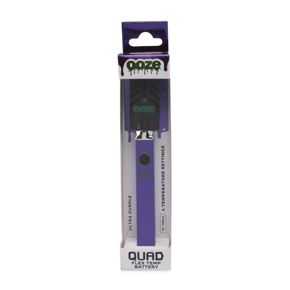 Ooze Ultra Purple Quad 510 Thread 500 Mah Square Vape Pen Battery + Usb Charger