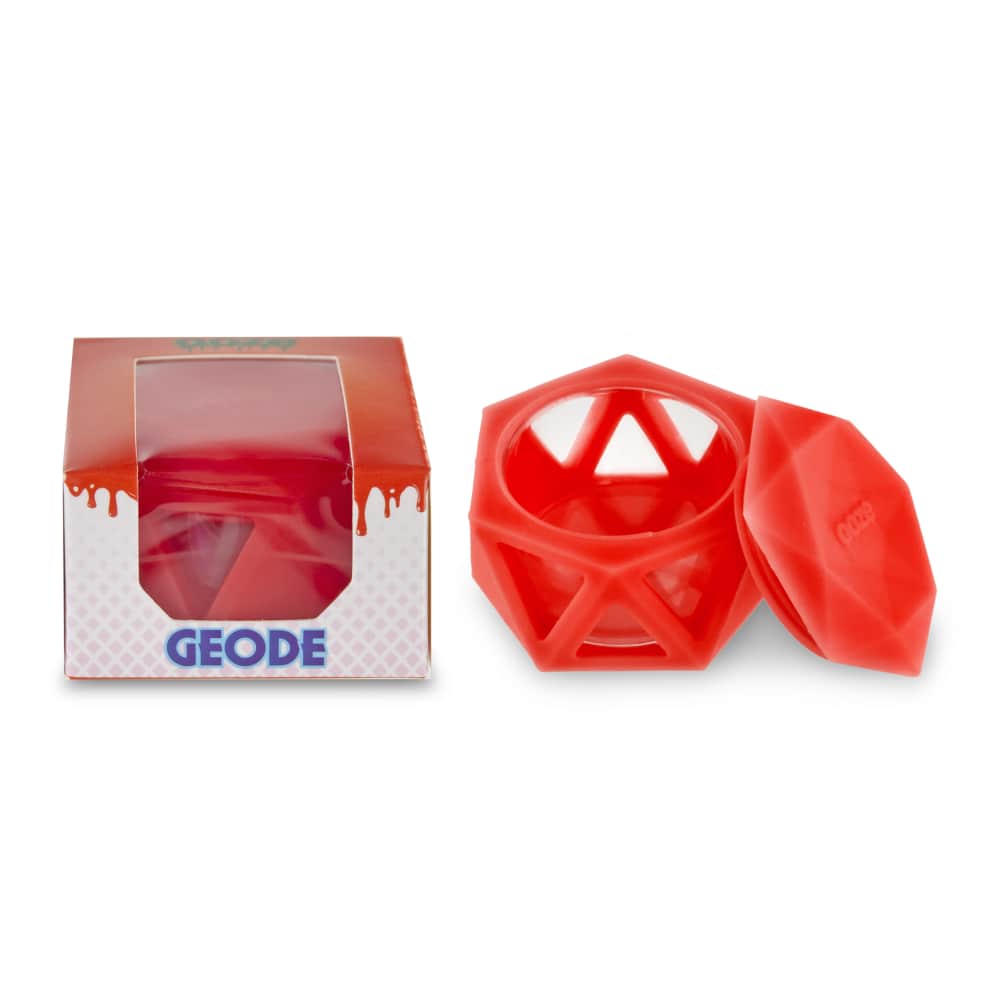 Geode Silicone & Glass Container - Scarlet