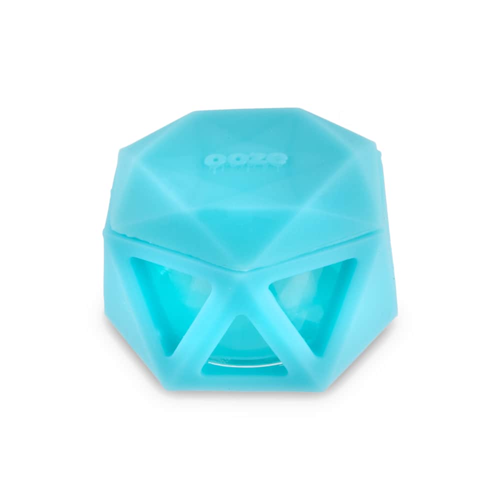 Geode Silicone & Glass Container - Aqua Teal