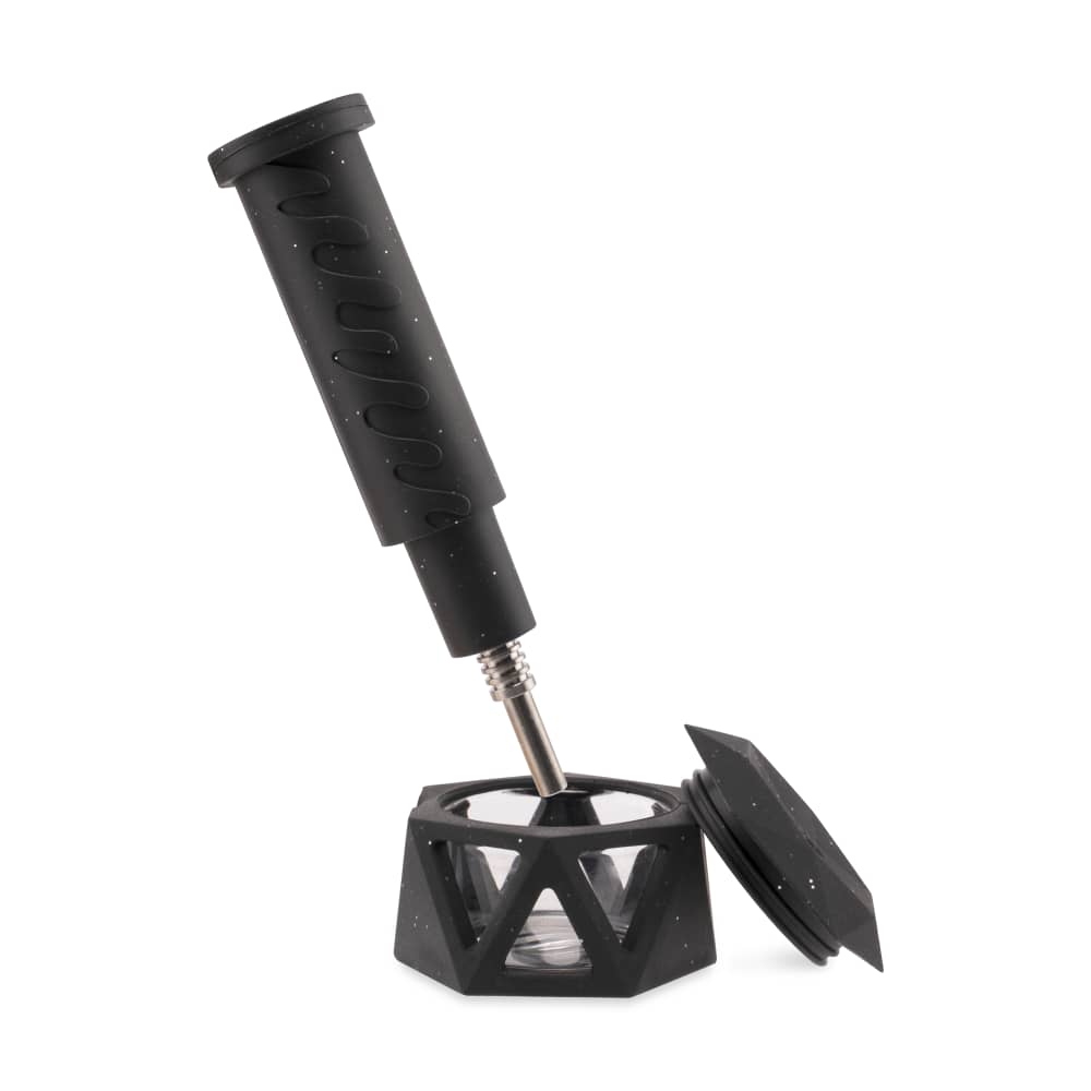 Ooze Hyborg Silicone Glass 4-In-1 Hybrid Water Pipe And Nectar Collector - Shimmer Black