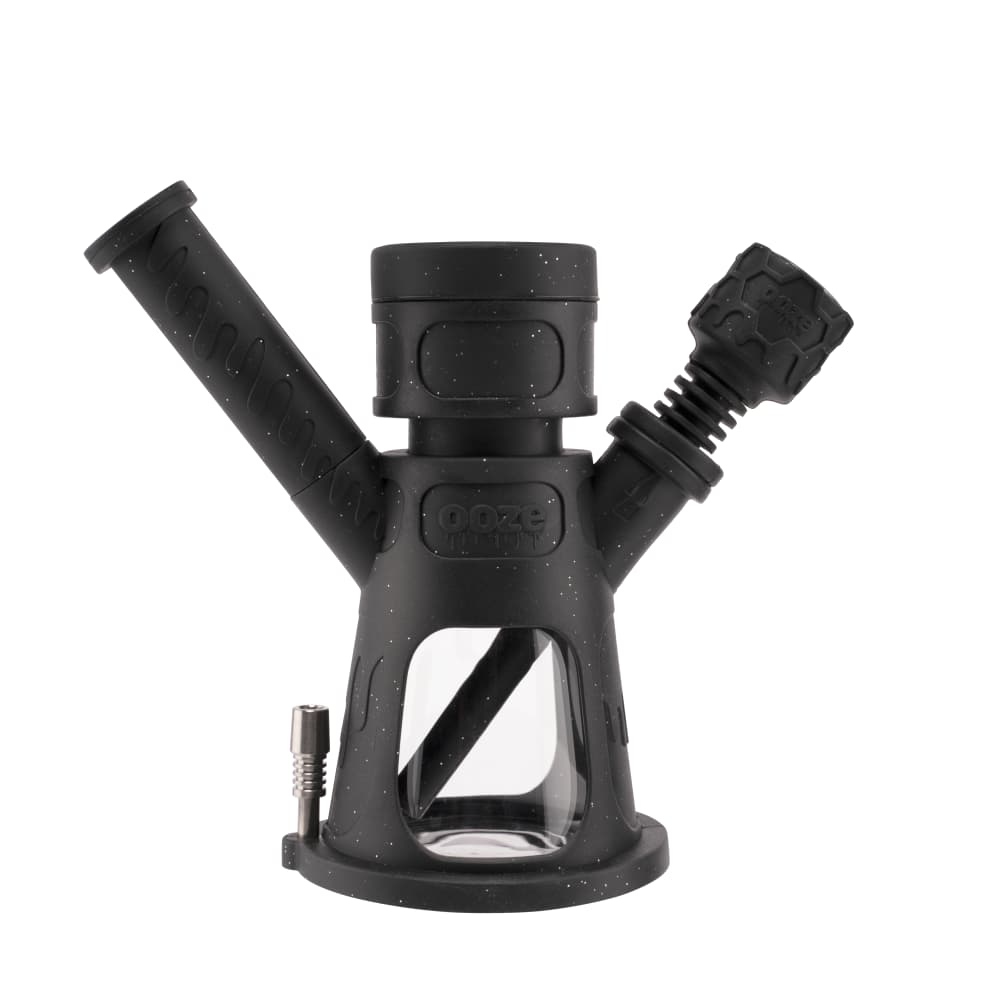Ooze Hyborg Silicone Glass 4-In-1 Hybrid Water Pipe And Nectar Collector - Shimmer Black
