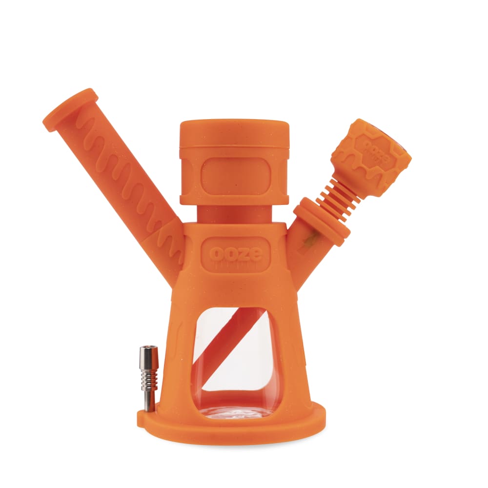 Ooze Hyborg Silicone Glass 4-In-1 Hybrid Water Pipe And Nectar Collector - Orange Burst