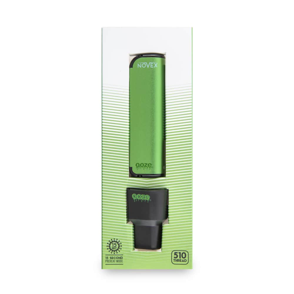 The slime green Ooze Novex and the magnetic charger are in the inner packaging