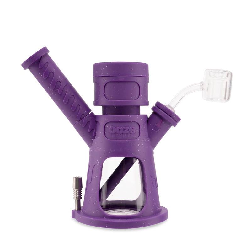 Ooze Hyborg Silicone Glass 4-In-1 Hybrid Water Pipe And Nectar Collector - Shimmer Purple