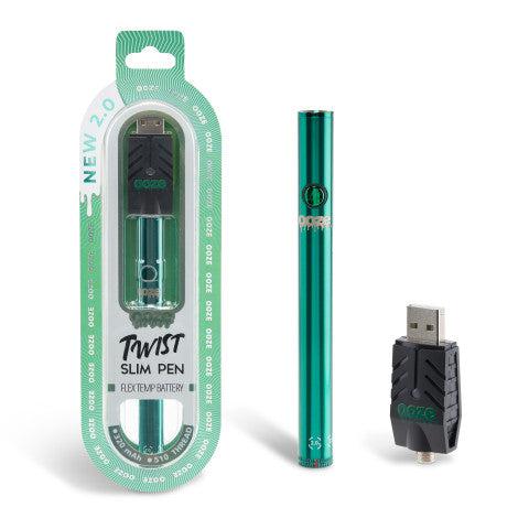 Ooze Twist Slim Pen 2.0 510 Thread Vaporizer Battery – Aqua Teal