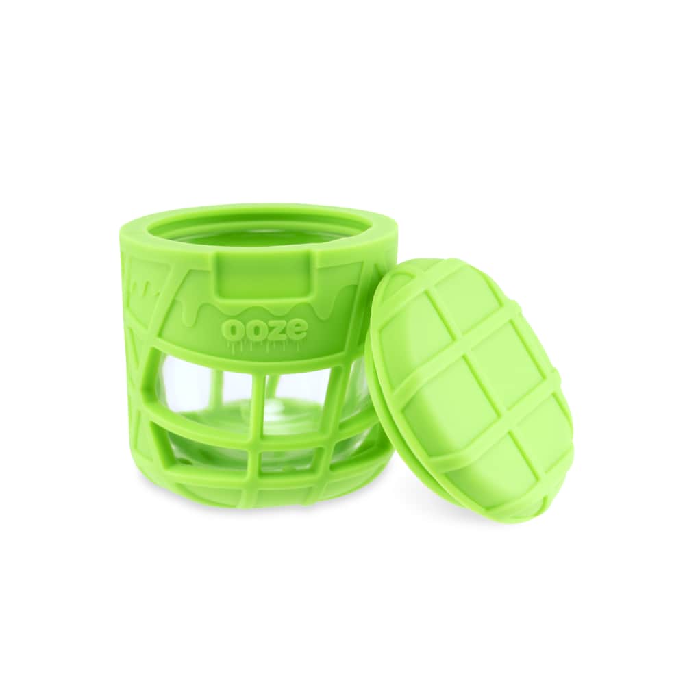 Ooze Prizm Green Silicone-Wrapped Glass Stash Jar