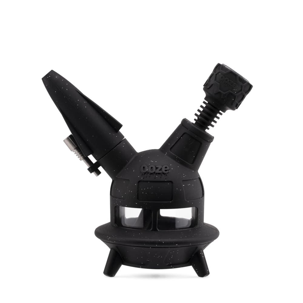 The shimmer black Ooze UFO is shown as a bong with the armor bowl inserted