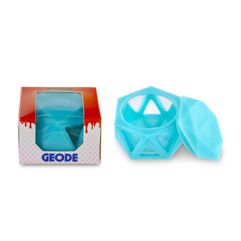 Geode Silicone & Glass Container - Aqua Teal