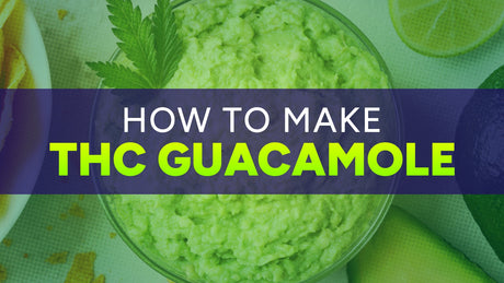How to Make THC Guacamole on a banner with a bowl of guac background