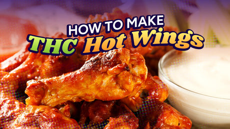 Buffalo wings with ranch and title "How to Make THC Hot Wings"