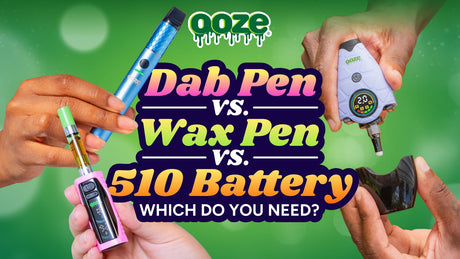 Dab Pen vs Wax Pen vs 510 Battery: Which do you need? Showing all three types of devices in hand