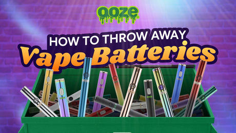 How to Throw Away Vape Batteries - a pile of Ooze pens are in a green garbage bin