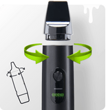 Graph on how to remove mouthpiece from Black Booster extract vaporizer
