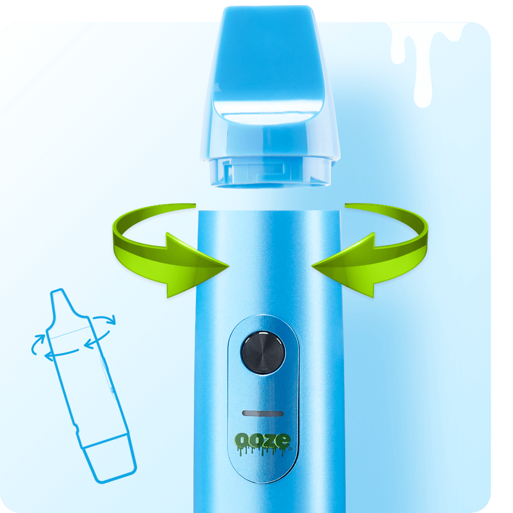 Graph on how to remove mouthpiece from Light Blue Booster extract vaporizer
