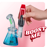Person attaching the Red Booster extract vape to dab rig
