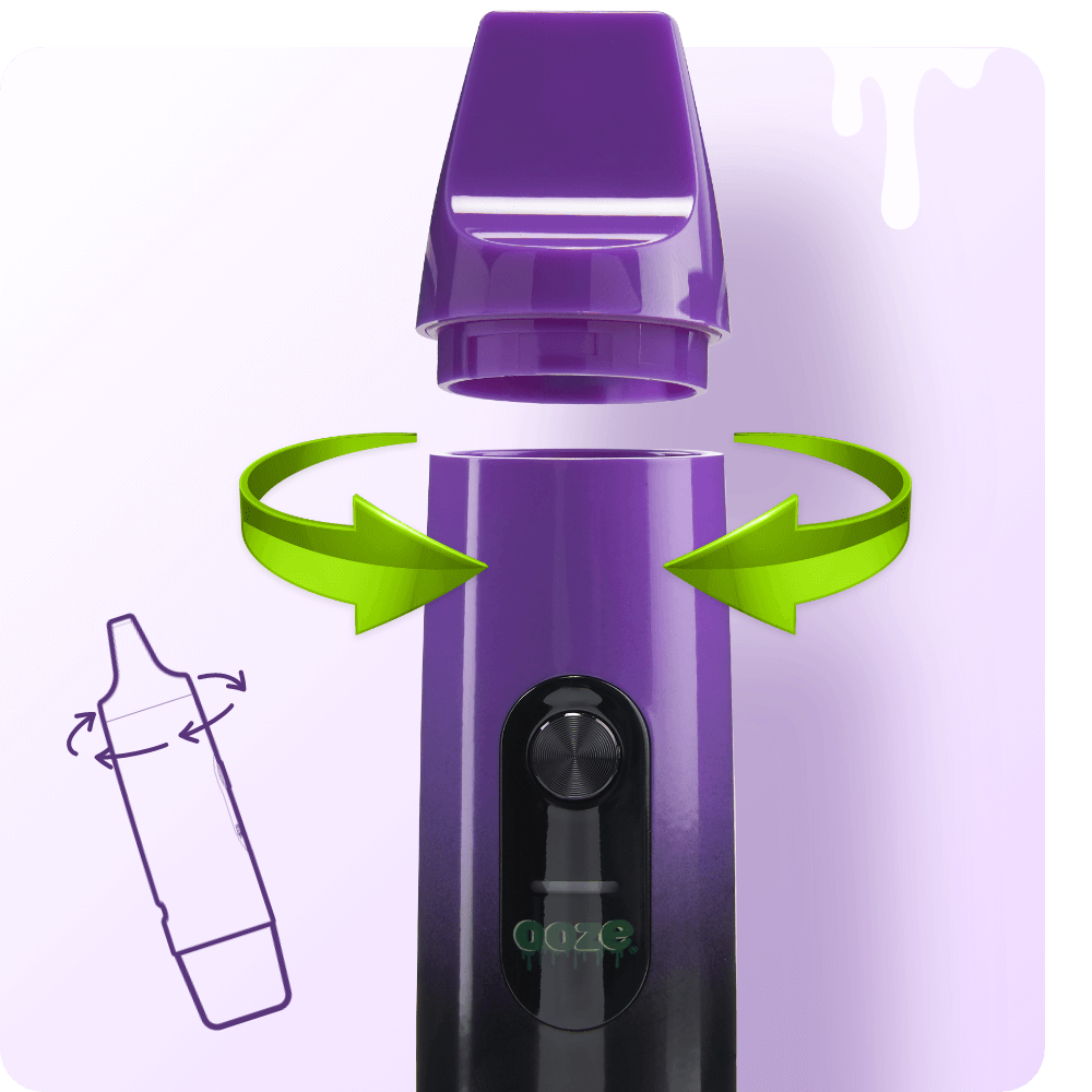 Graph on how to remove mouthpiece from Purple Booster extract vaporizer
