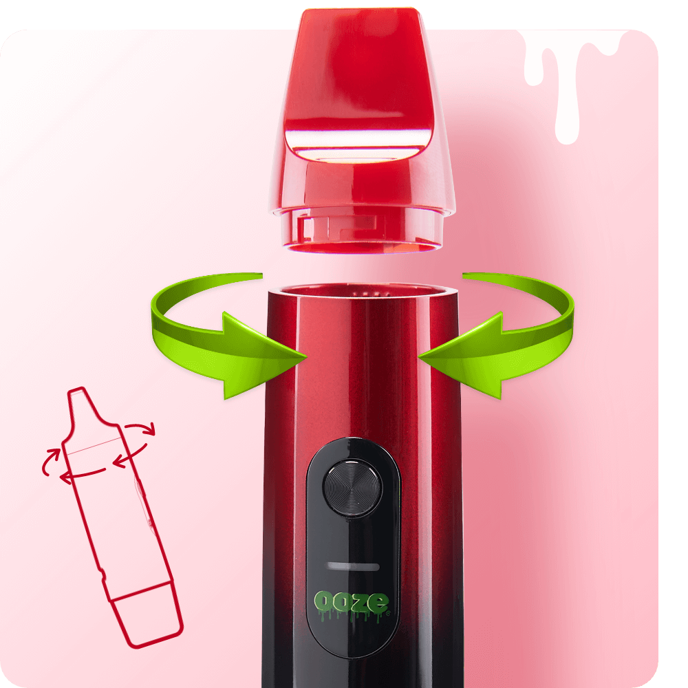 Graph on how to remove mouthpiece from Red Booster extract vaporizer
