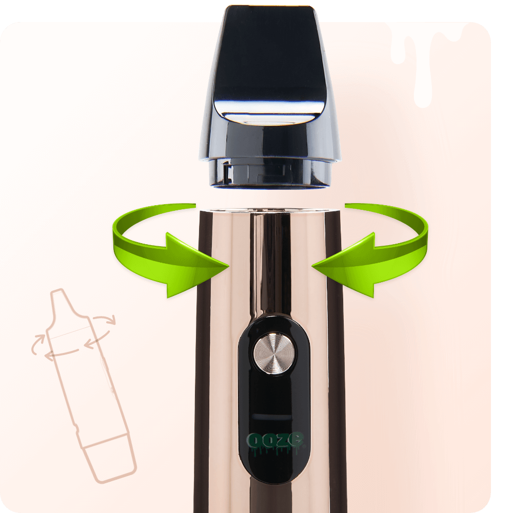Graph on how to remove mouthpiece from Rose Gold Booster extract vaporizer
