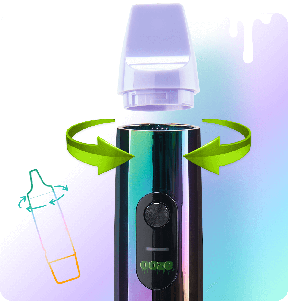 Graph on how to remove mouthpiece from Rainbow Booster extract vaporizer
