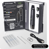 Inside view of Black Booster extract vape product box with included accessories
