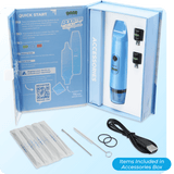 Inside view of Light Blue Booster extract vape product box with included accessories
