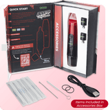 Inside view of Red Booster extract vape product box with included accessories
