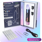 Inside view of Rainbow Booster extract vape product box with included accessories
