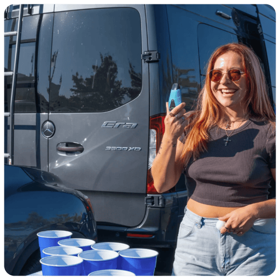 Person using Ooze Brink at a tailgate