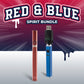 The Red and Blue Spirit Bundle graphic shows the ruby red Ooze Twist Slim Pen 2.0 and sapphire blue Quad pen side by side