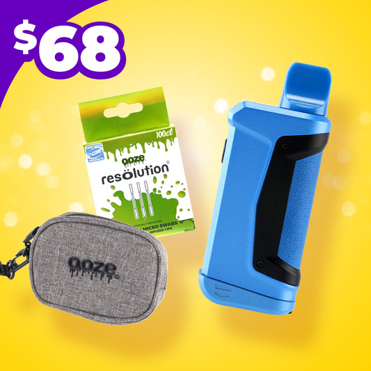 The Duplex 2 Upgrade Bundle includes the Duplex 2 vape, 100ct micro swabs, and smell proof wristlet for $68