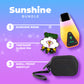 A graphic listing the products in the Sunshine Bundle: 1. Brink dry herb vape 2. enamel pin 3. smell proof wristlet