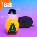 Sunshine Brink dry herb device with a black carrying case on a colorful background