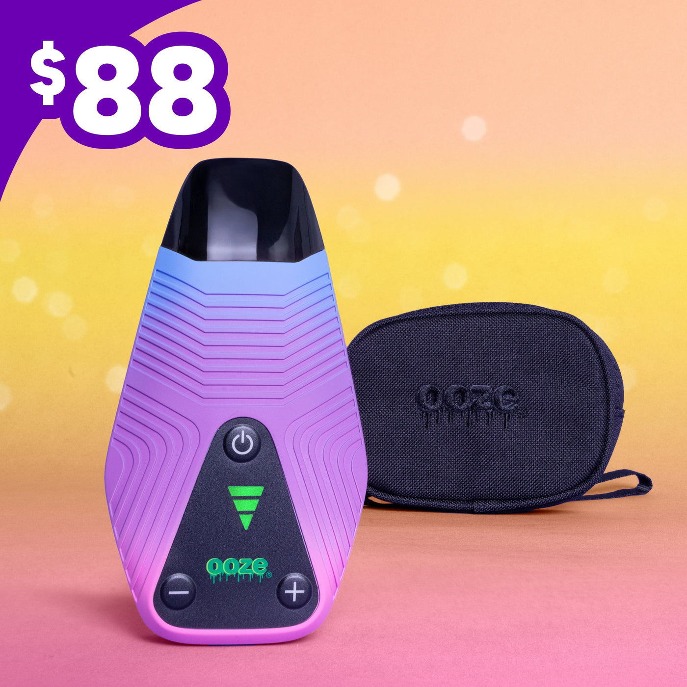 Twilight Brink dry herb vape device and black wristlet on a gradient background with $88 price tag.