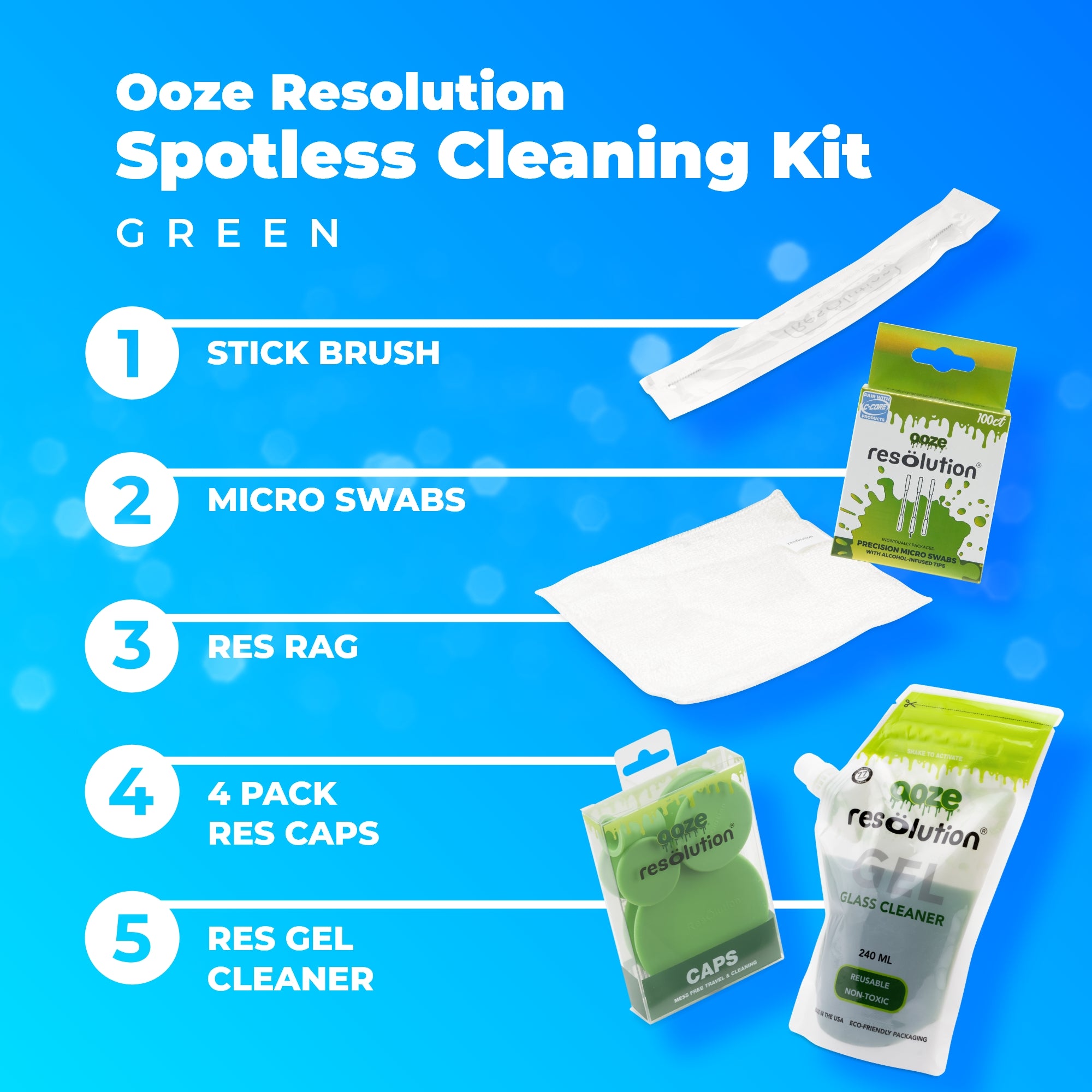 Ooze Resolution Spotless Cleaning Kit – Green