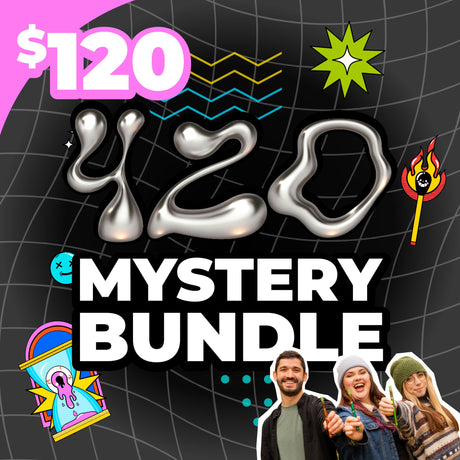 The Ooze $120 Mystery 420 Bundle graphic shows the title and three friends with their Ooze pens